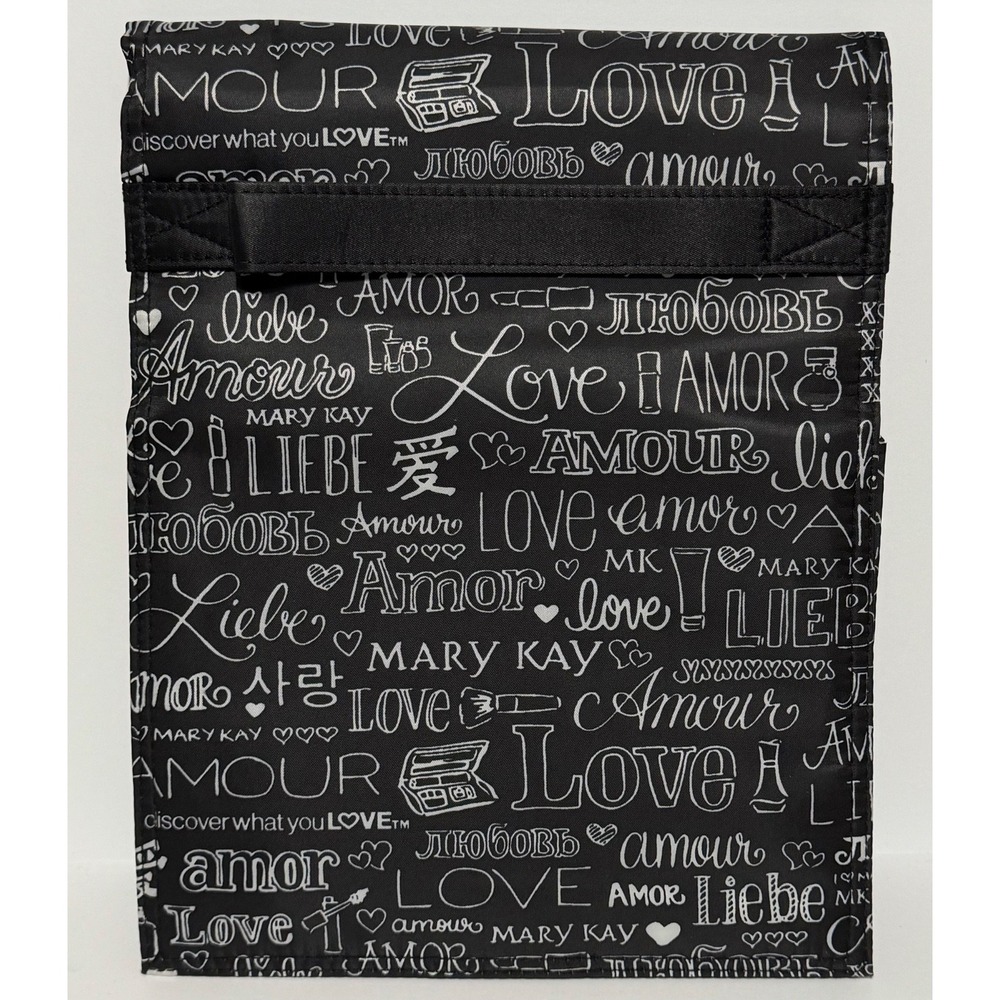 Mary Kay MAKEUP BAG Travel Roll-Up AMOUR AMOR LOVE Hanger Plastic Pockets NEW! - Picture 1 of 6